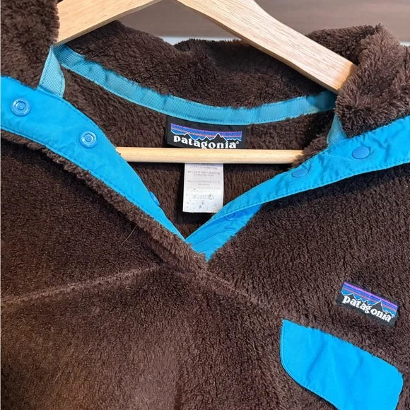Patagonia Brown Snap-T Fleece Pullover with Blue Trim – Women’s Small - Picture 2 of 3